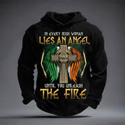 In Every Irish Women Lies An Angel Hoodie Celtic Cross Saint Patrick's Day Apparel Fan Gear - Lilybirchmarket
