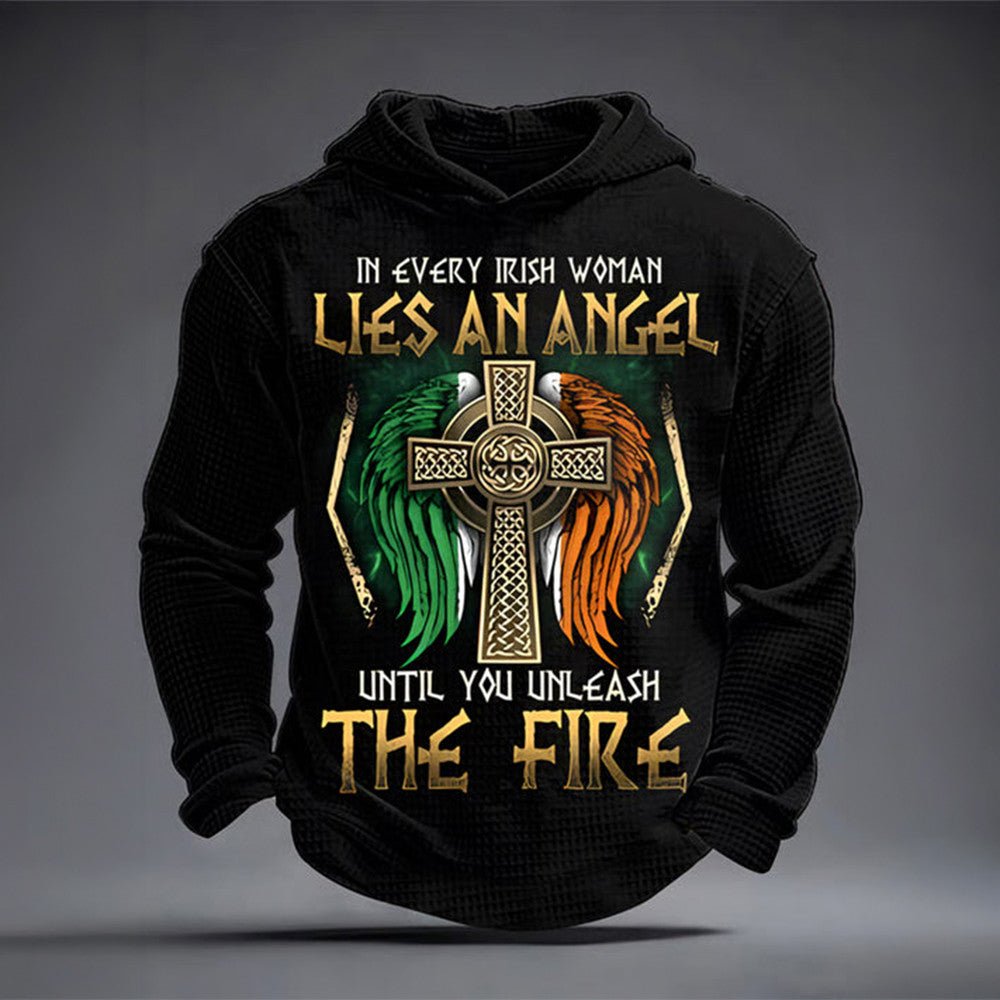 In Every Irish Women Lies An Angel Hoodie Celtic Cross Saint Patrick's Day Apparel Fan Gear - Lilybirchmarket