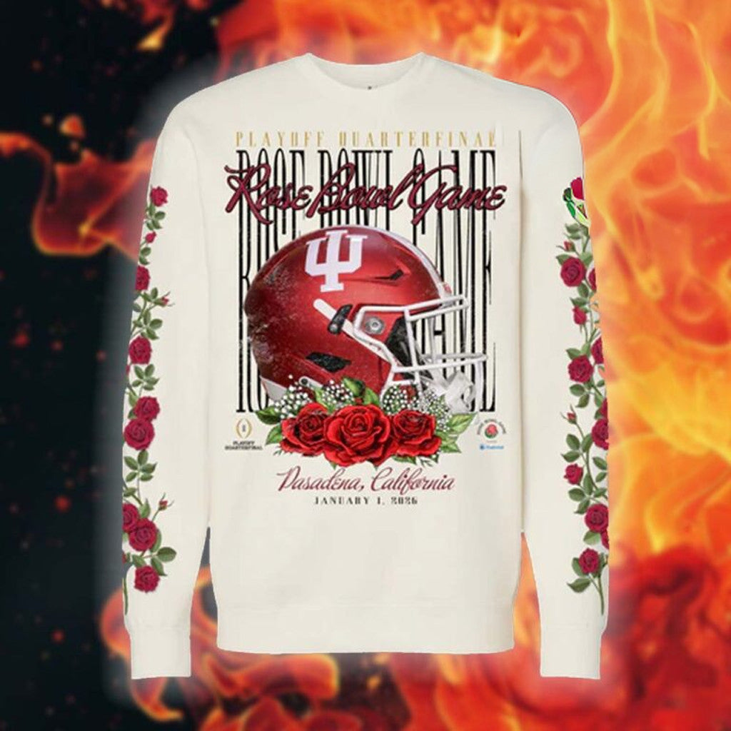 Indiana Football Merch IU Rose Bowl Game Helmet Sweatshirt Best Gifts For Football Lovers - Lilybirchmarket
