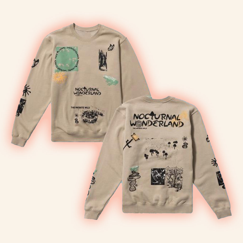 Insomniac Merch Nocturnal Wonderland Exploring Bliss Crewneck Sweatshirt Best Birthday Gift For Husband - Lilybirchmarket