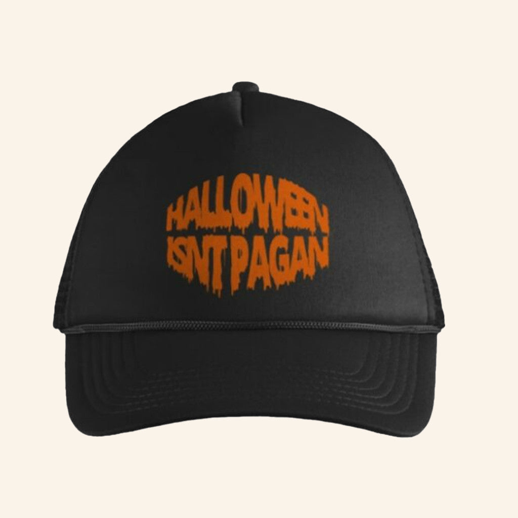 Inspiring Philosophy Merch Halloween Is Not Pagan Trucker Hat Gift Ideas For Sister - Lilybirchmarket