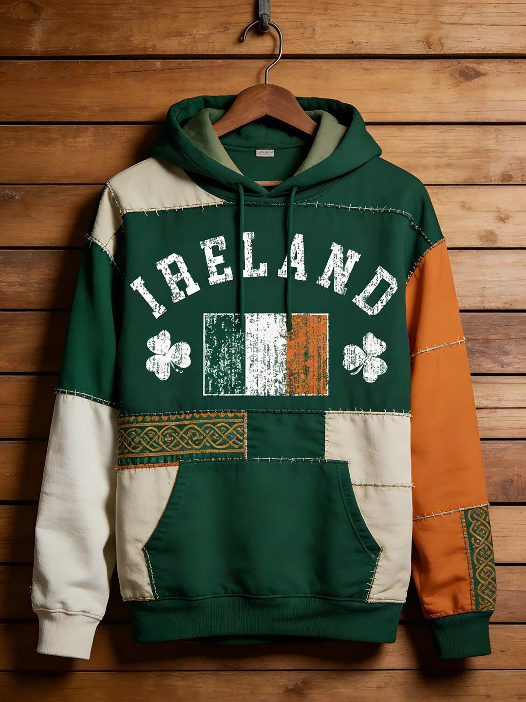 Ireland Shamrock Ethnic Pattern Graphic Hoodie Irish Pride St Patricks Day Gift For Men - Lilybirchmarket