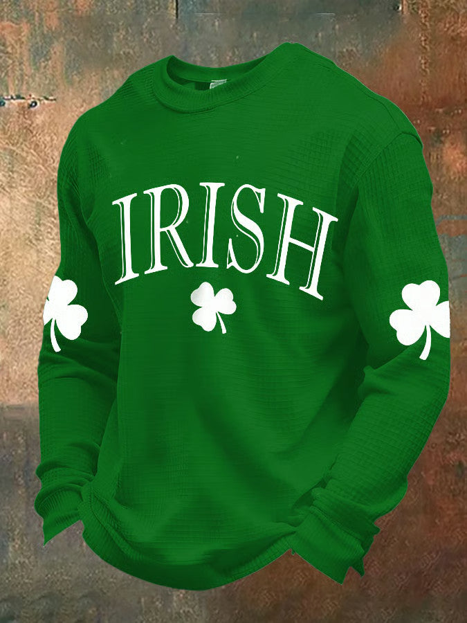  Irish Holiday Funny Irish Clover Print Crew Neck T Shirt Long Sleeve St Patrick'S Day Gifts - TradiViet