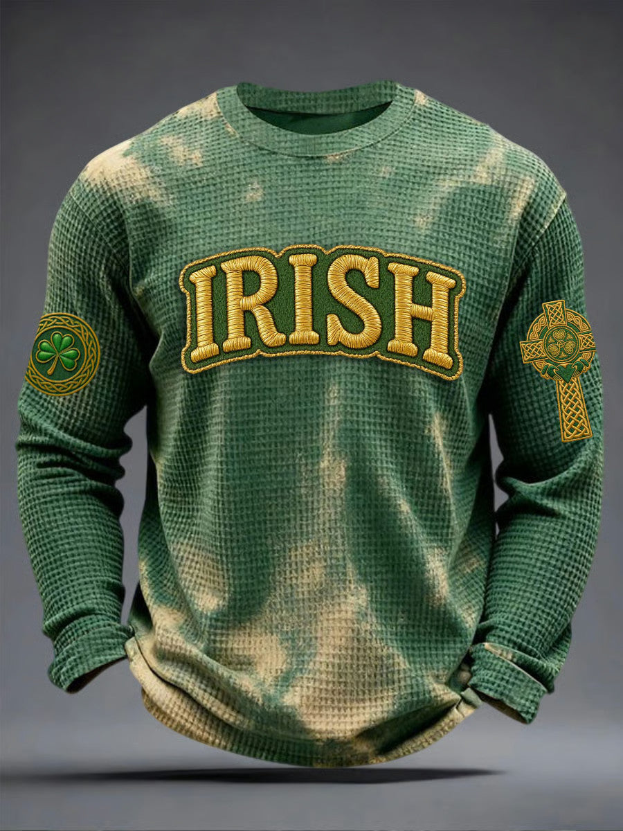 Irish Holiday Funny Shamrock Print Crew Neck T Shirt Long Sleeve Happy St Patrick'S Day Gifts - Lily Birch Market