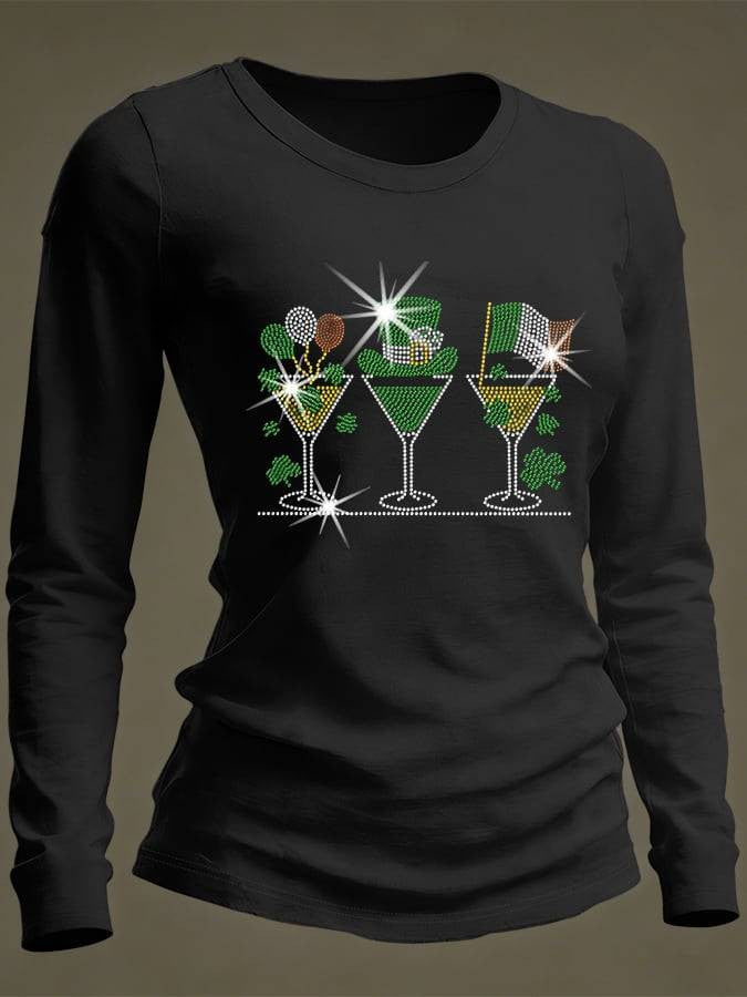  Irish Shamrock Cocktail Long Sleeve T-Shirt St Patricks Shirts St Paddy's Day Gifts - TradiViet