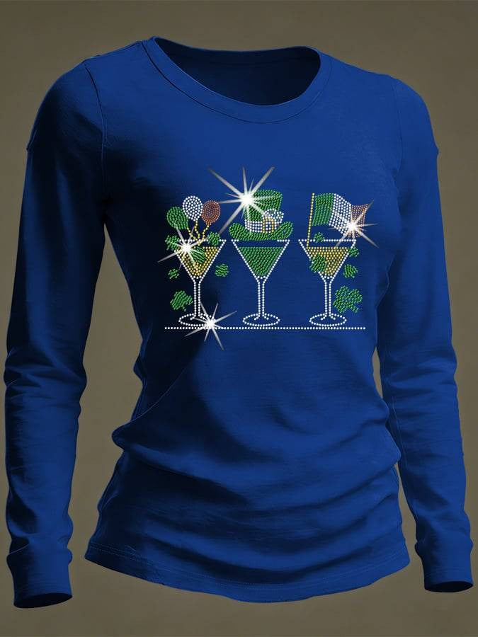  Irish Shamrock Cocktail Long Sleeve T-Shirt St Patricks Shirts St Paddy's Day Gifts - TradiViet