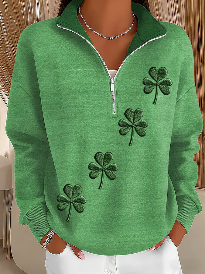  Irish Shamrock Half Zip Sweatshirt Irish Pride St Patrick's Day Shirt Gifts For Wife - TradiViet