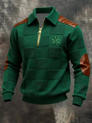 Irish Shamrock St Patrick's Day Half Zip Polo Sweatshirt Ireland Pride St Patrick's Day Clothes - TradiViet