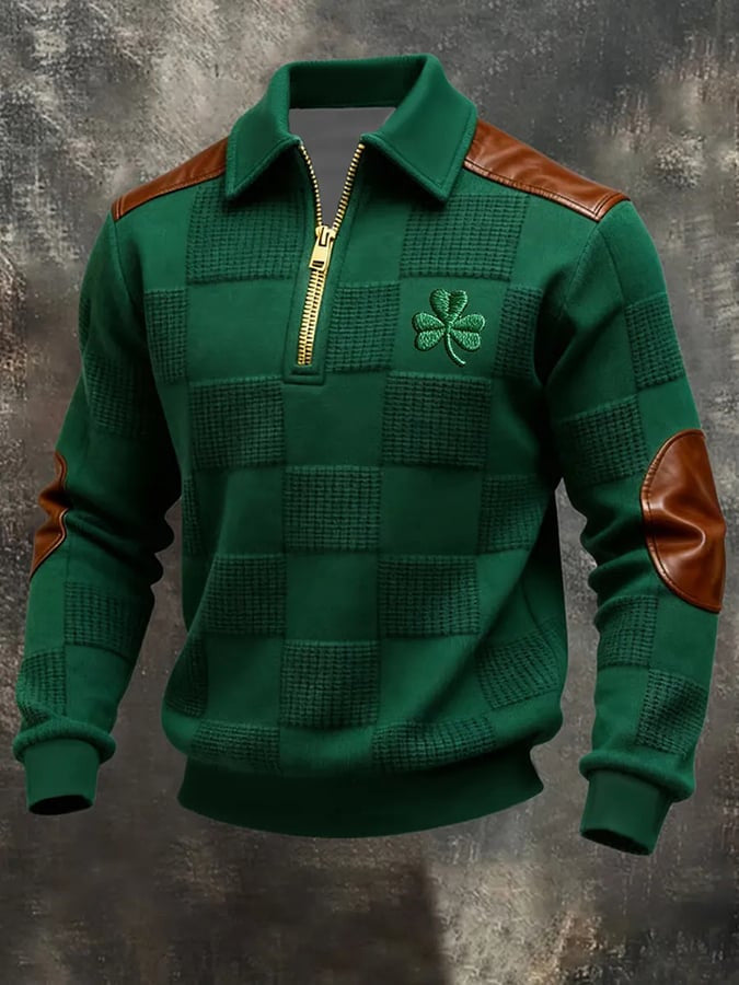  Irish Shamrock St Patrick's Day Half Zip Polo Sweatshirt Ireland Pride St Patrick's Day Clothes - TradiViet