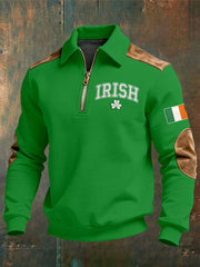 Irish St Patrick's Day Half Zip Polo Sweatshirt Ireland Pride St Patrick's Day Clothes Dad Gifts - TradiViet