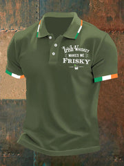  Irish Whiskey Makes Me Frisky Polo Shirt Men's St Patrick's Day Shirts Dad Gifts - TradiViet