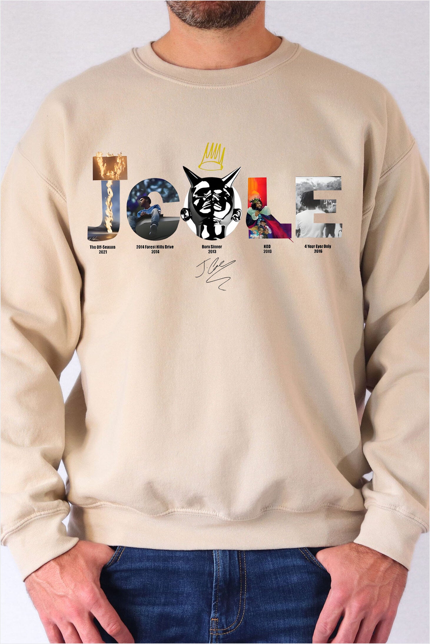 J Cole Best Albums With Signature Men Sweatshirt Gifts For Him Merch Clothing - Lilybirchmarket