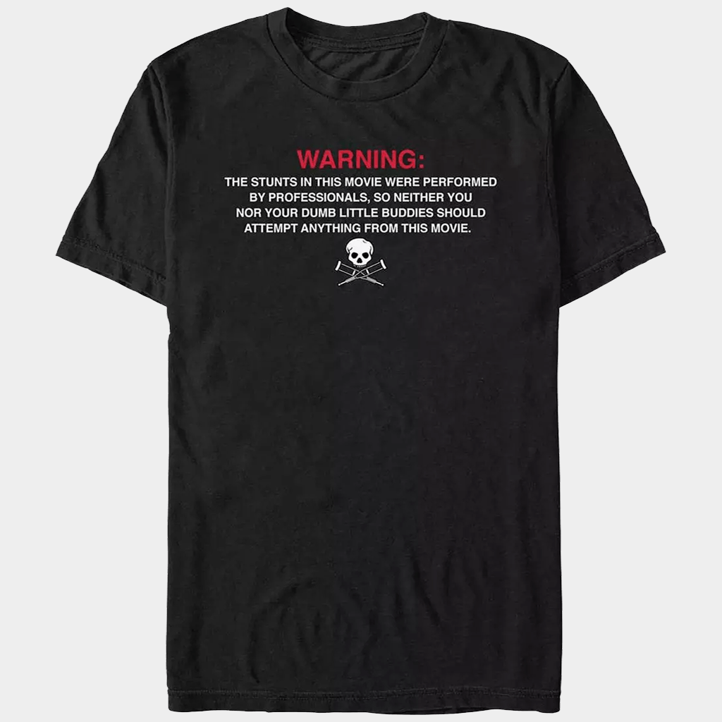 Jackass Merch Warning Label T-Shirt Black Gifts Ideas For Movie Lovers - Lily Birch Market