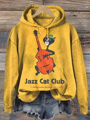 Jazz Cat Club Hoodie Everybody Wants To Be A Cat Hooded Sweatshirt Best Gifts For Cat Lovers - Lilybirchmarket