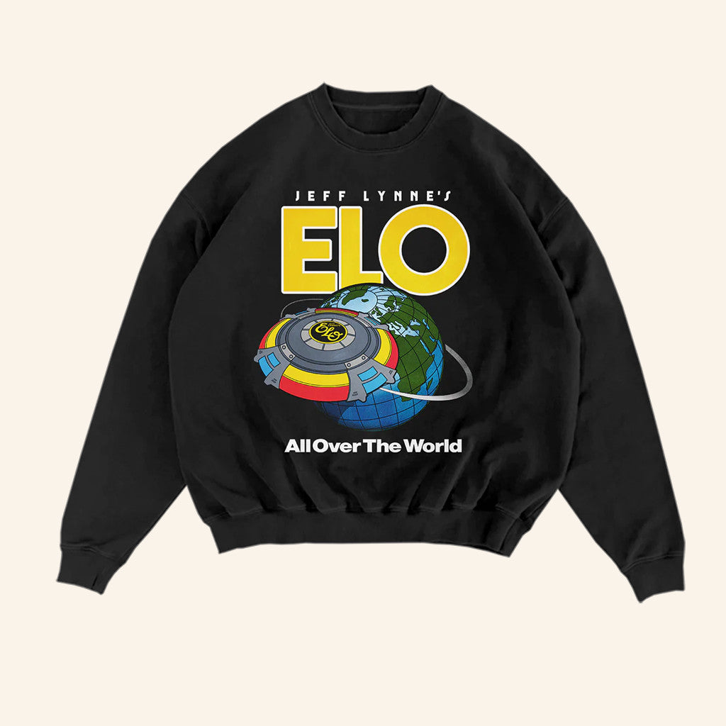 Jeff Lynne's ELO Merch All Over The World Crewneck Sweatshirt Gifts For Rock Fans - Lilybirchmarket