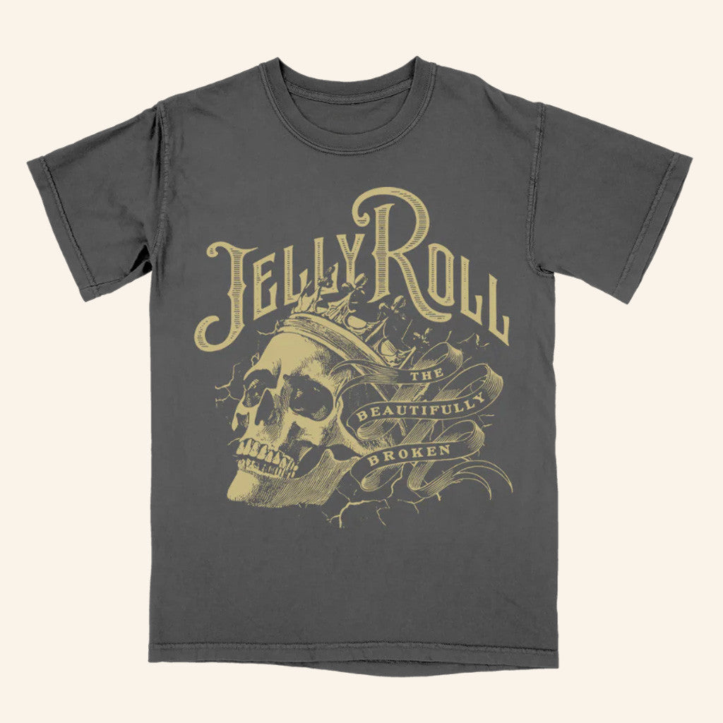 Jelly Roll Merch Beautifully Broken Skull King T-Shirt Gifts For Hip Hop Lovers - Lily Birch Market