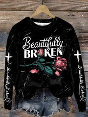 Jelly Roll's Beautifully Broken Rose Sweatshirt Country Music Lover Jelly Roll Fans Father's Day Gift for Husband - Lilybirchmarket