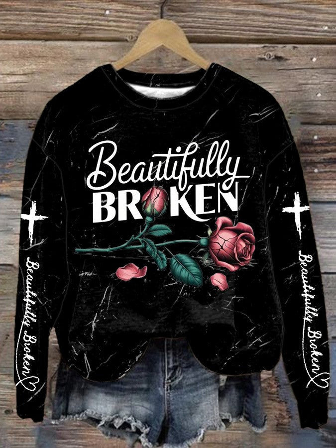 Jelly Roll's Beautifully Broken Rose Sweatshirt Country Music Lover Jelly Roll Fans Father's Day Gift for Husband - Lilybirchmarket