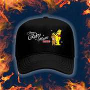 Jennie x Haribo Merch Ruby Hearts Black Trucker Hat Birthday Gift Ideas For Him - Lilybirchmarket