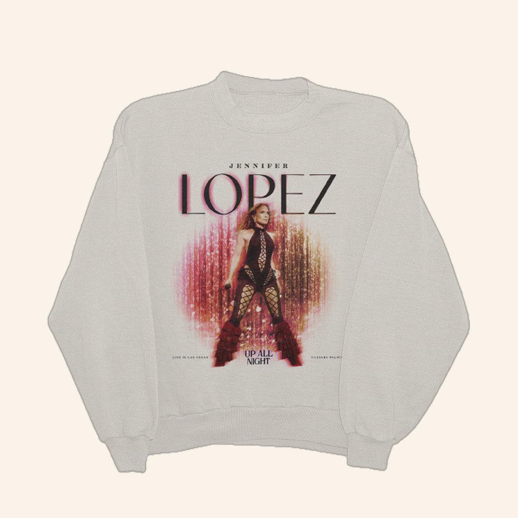 Jennifer Lopez Merch Up All Night Glitzy Sweatshirt Cool Gifts For Music Lovers - Lilybirchmarket
