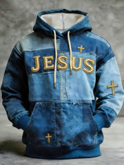 Jesus Cross Hoodie Patchwork Christian Clothing Faith Based Gifts For Men - Lilybirchmarket