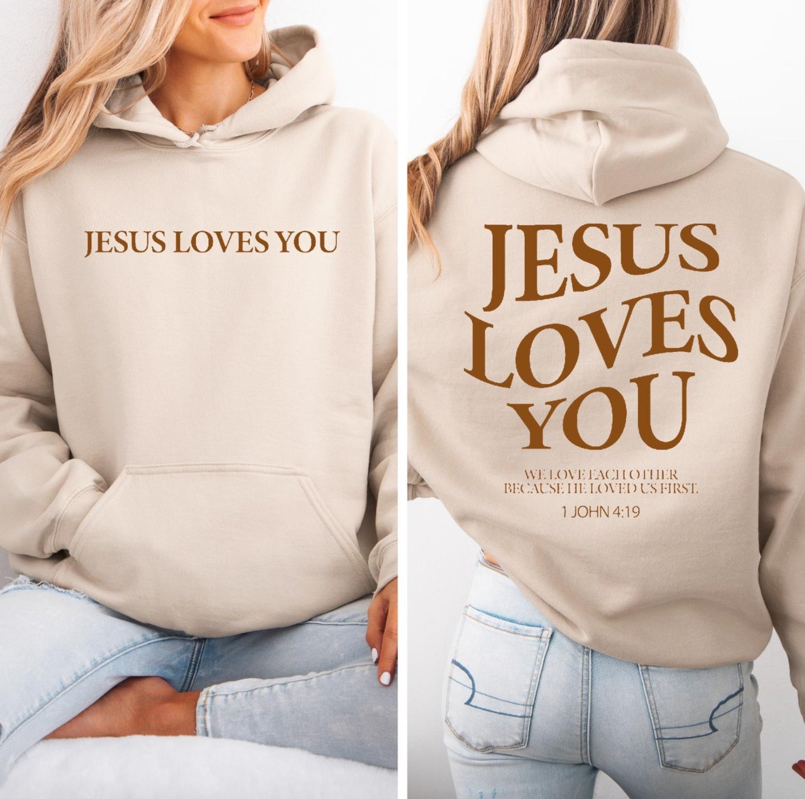 Jesus Loves You Blue Hoodie Women's Christian Inspirational Apparel - Lilybirchmarket