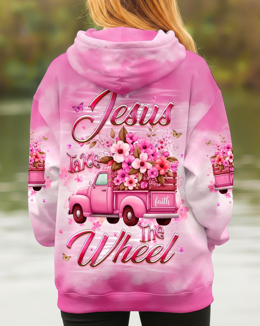 Jesus Take The Wheel Hoodie Women's Floral Truck Faith Based Clothing Christian Gifts - Lilybirchmarket