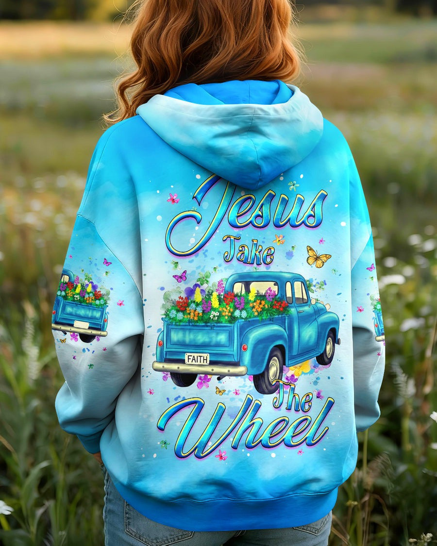 Jesus Take The Wheel Hoodie Women's Floral Truck Faith Based Clothing Easter Gifts Ideas - Lilybirchmarket