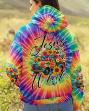 Jesus Take The Wheel Tie Dye Hoodie Colorful Colortone Faith Based Best Christian Apparel - Lilybirchmarket