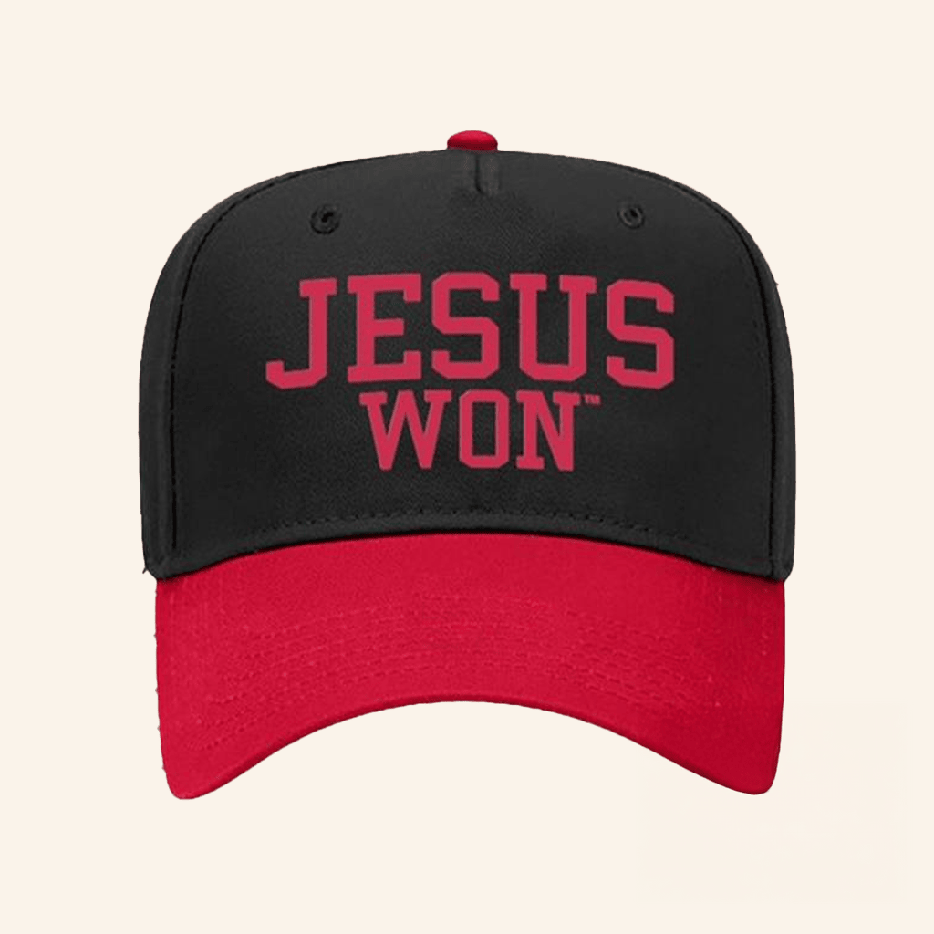 Jesus Won Apparel Merch Black And Red Hat Present For Husband - Lilybirchmarket