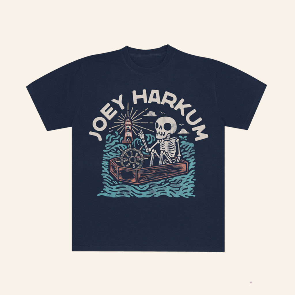 Joey Harkum One Foot In The Grave Coffin Skeleton T-Shirt Joey Harkum Merch Gifts For Fans - Lily Birch Market