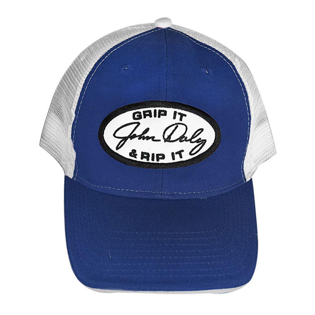 John Daly Merch Grip It N Rip It Trucker Hat Royal Embroidered Golfers Gifts For Dad - Lilybirchmarket