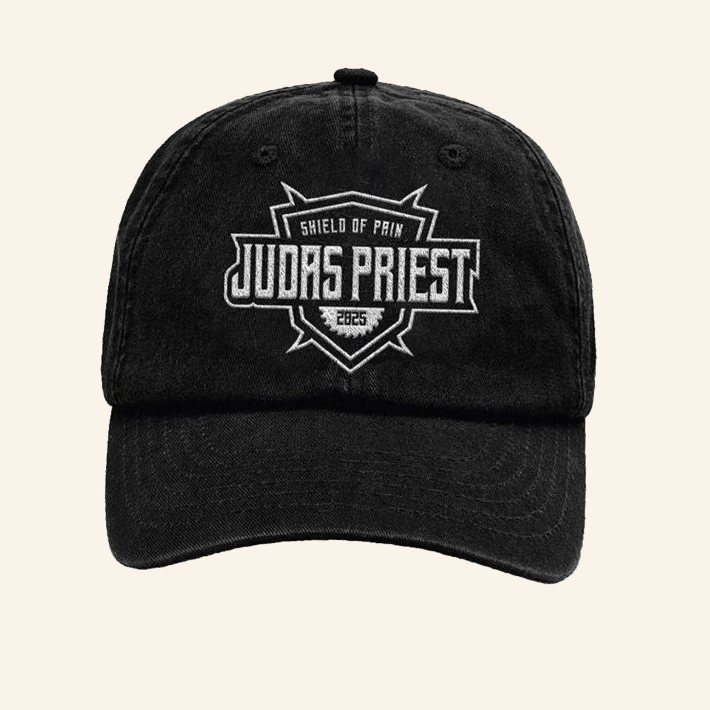 Judas Priest Merch Shield Of Pain Embroidered Hat Presents For Music Lovers - Lilybirchmarket
