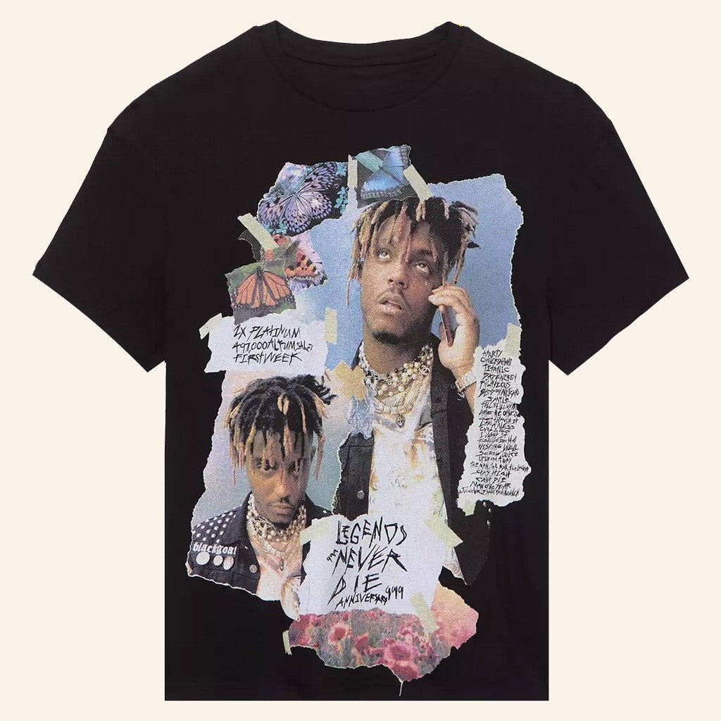 Juice WRLD Merch Ripped Collage T-Shirt Legends Never Die Shirt Gifts For Rap Lovers - Lily Birch Market
