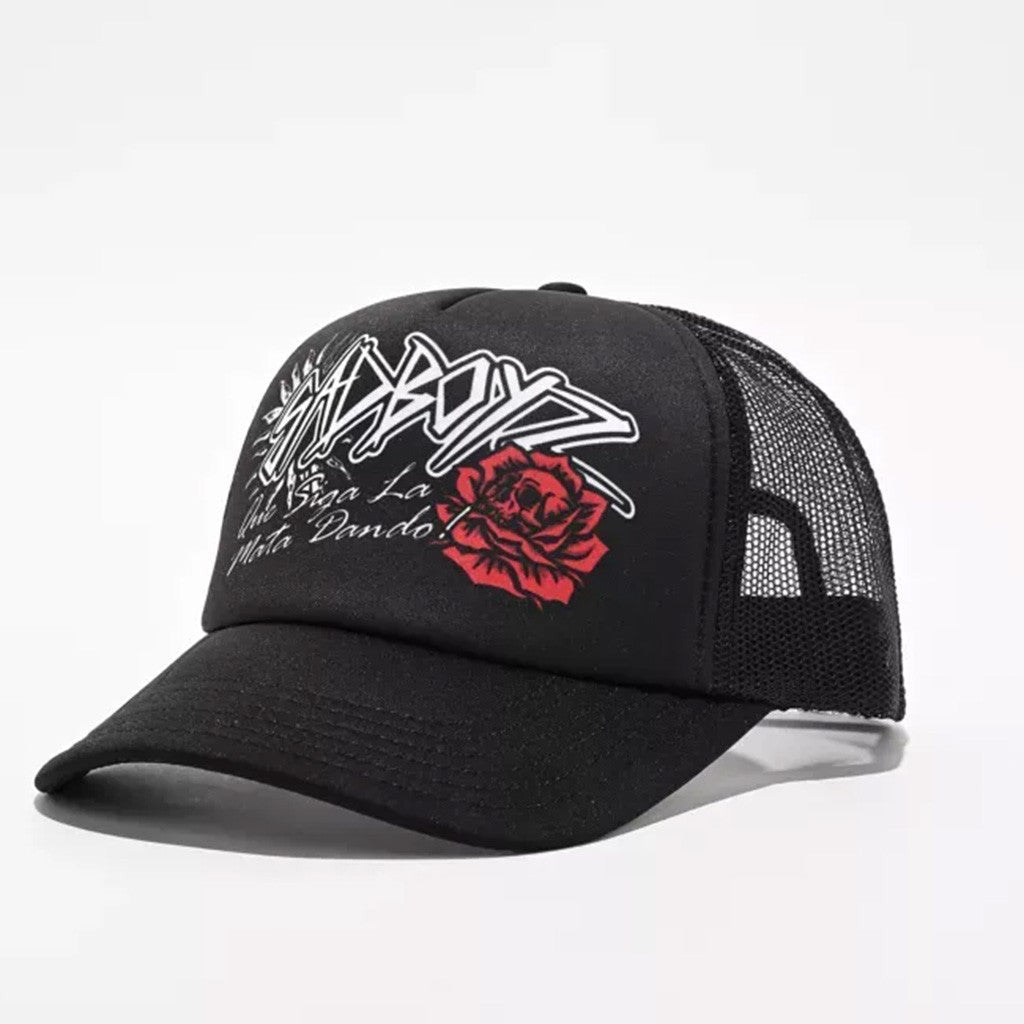 Junior H Sad Boyz Merch Sad Boyz Rose Black Trucker Hat Present For Him - Lilybirchmarket
