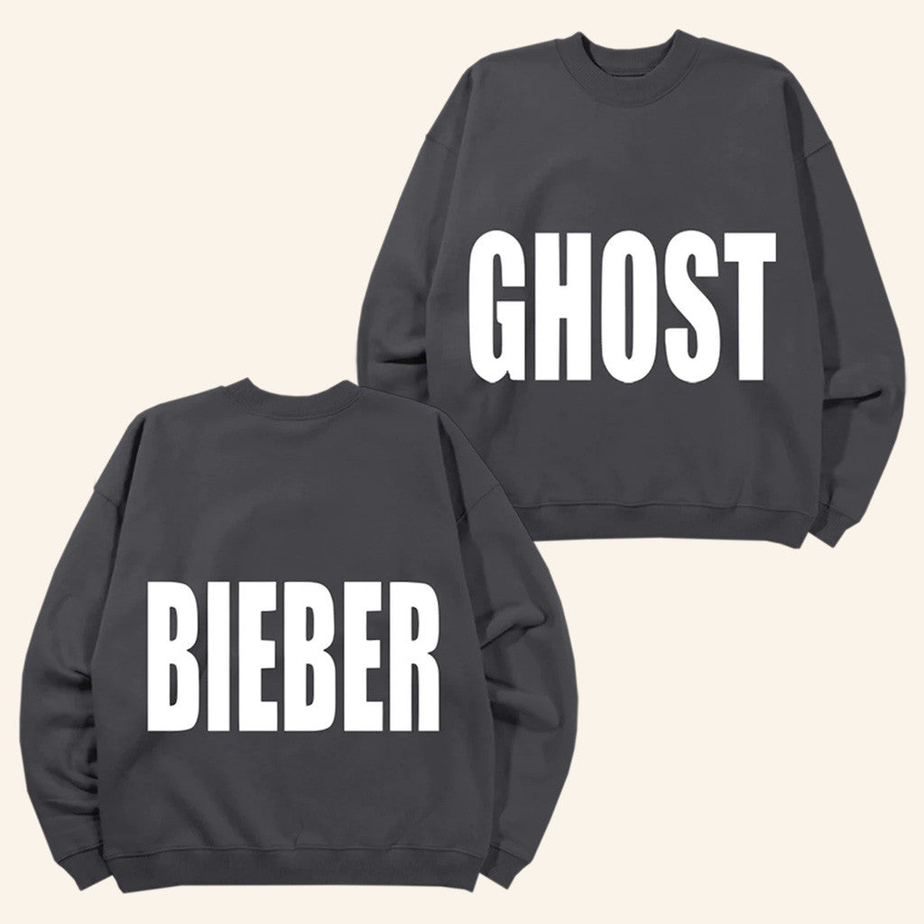 Justin Bieber Merch Ghost Bieber Crewneck Sweatshirt Gifts For Boyfriend - Lilybirchmarket