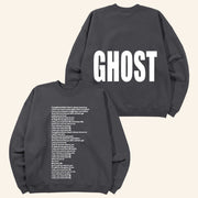 Justin Bieber Merch Ghost Lyrics Crewneck Sweatshirt Gifts For Besties - Lilybirchmarket