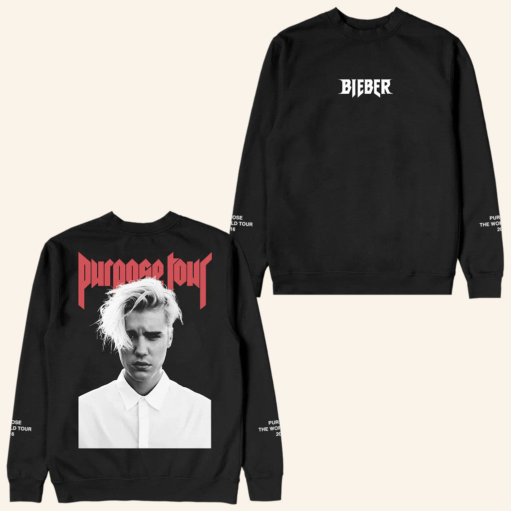 Justin Bieber Merch Purpose Tour Crewneck Sweatshirt Birthday Gift For Fans - Lilybirchmarket