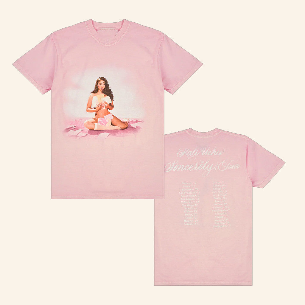 Kali Uchis Merch Sincerely Tour Pink Date Back Shirt Gifts For Sister - Lily Birch Market