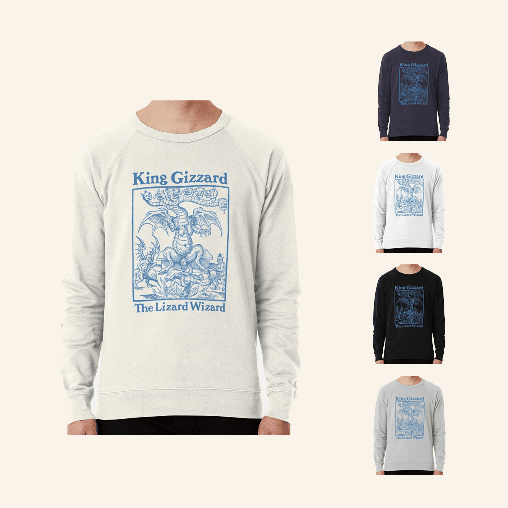 King Gizzard Merch King Gizzard And The Lizard Wizard Blue Logo Sweatshirt Friends Gifts - Lilybirchmarket