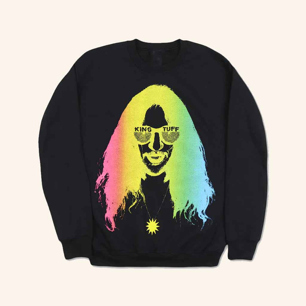 King Tuff Merch Rainbow Face Black Sweatshirt Birthday Gift For Friends - Lilybirchmarket