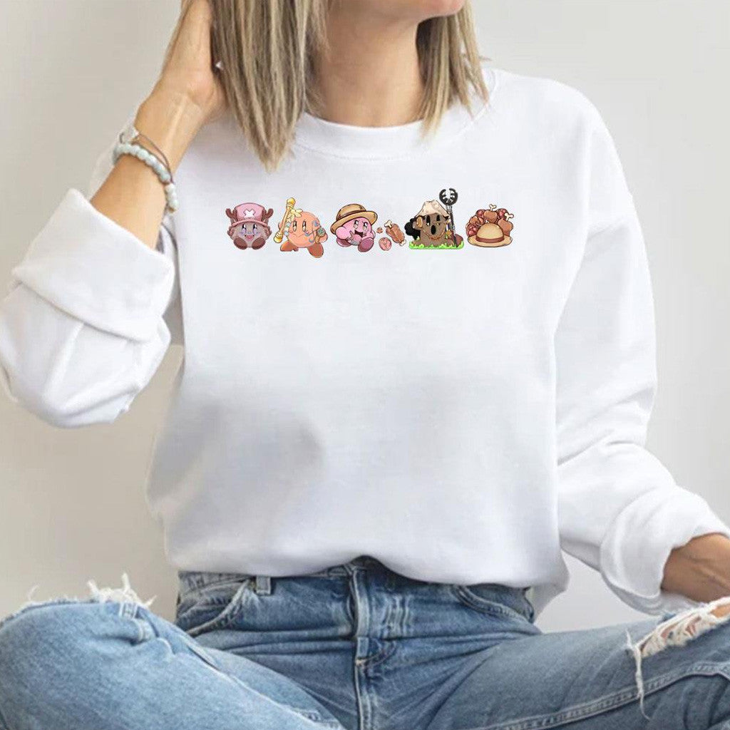 Kirby Merch Kirby x One Piece Sweatshirt Cute Gifts For Girlfriend - Lilybirchmarket