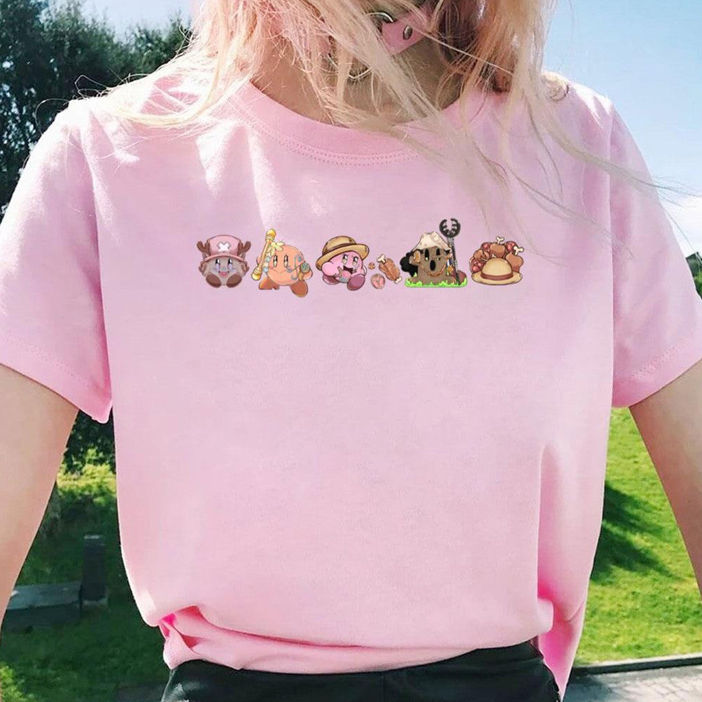 Kirby Merch Kirby x One Piece T-Shirt Cute One Piece Shirt Gifts For Wife - Lily Birch Market