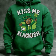 Kiss Me I'm Blackish Hoodie St Patrick's Day Outfit Holiday Gifts For Men - Lilybirchmarket