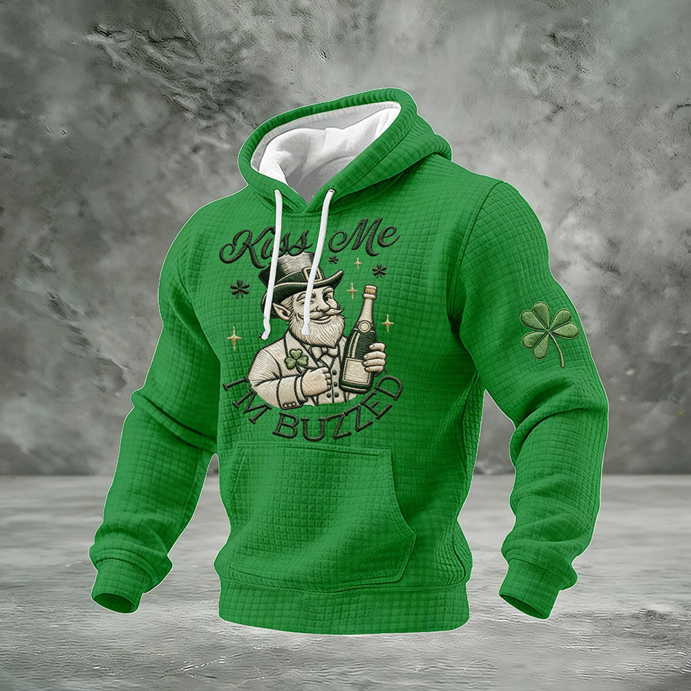 Kiss Me I'm Buzzed St Patrick's Day Hoodie Saint Patrick's Day 2026 Hooded Sweatshirt Best Gift - Lilybirchmarket