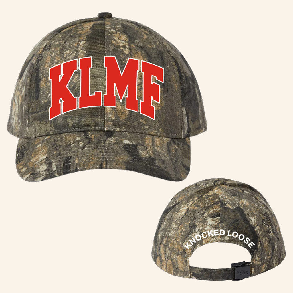 Knocked Loose Merch Knocked Loose KLMF Arch Real Tree Camo Hat Embroidered Gifts For Dad - Lilybirchmarket