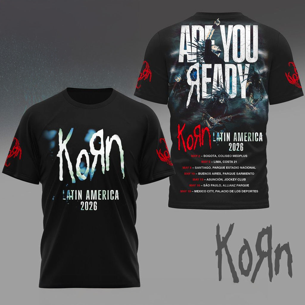Korn Merch Latin America 2026 Tour T-Shirt Best Gifts For Band Lovers - Lily Birch Market