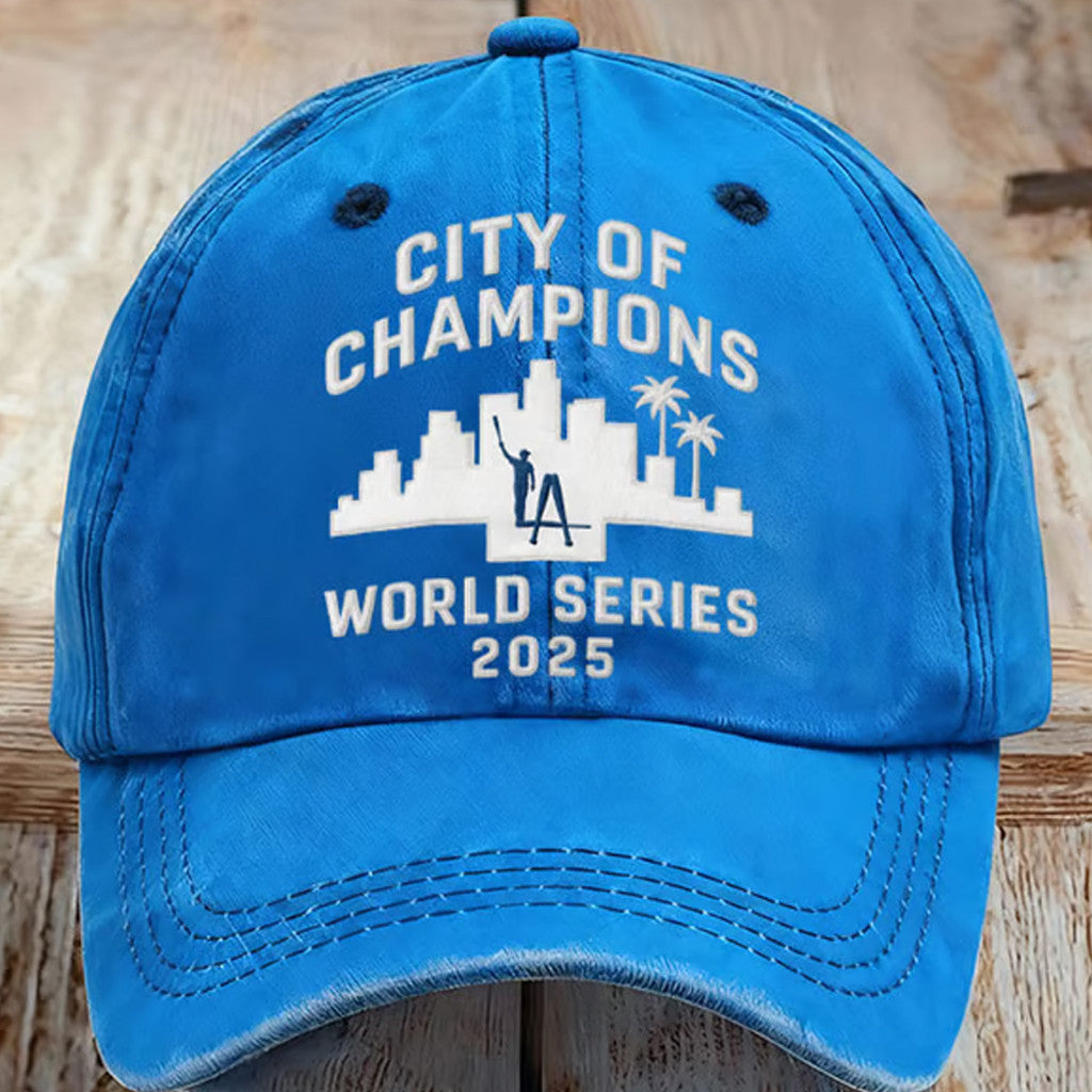LA Dodgers Back To Back Champions Hat Embroidered City Of Champions World Series 2025 Hat - Lilybirchmarket