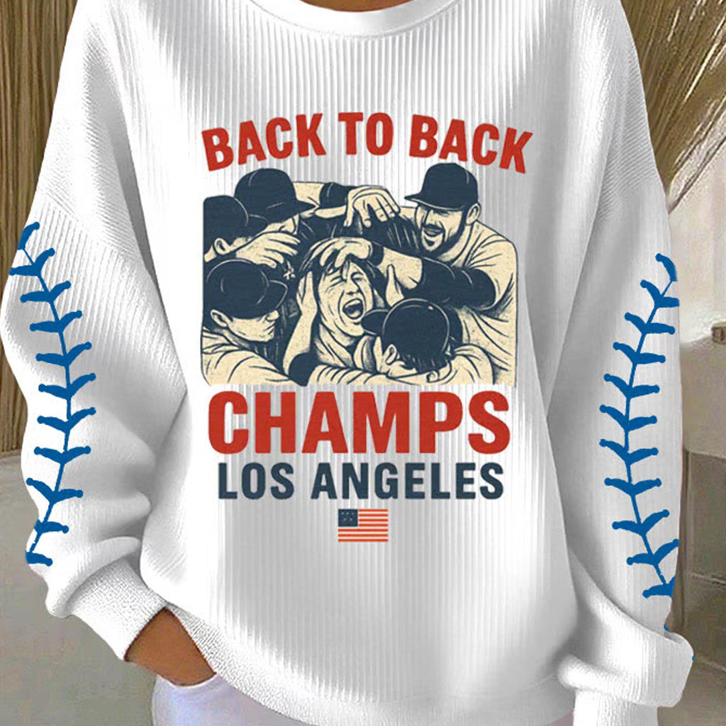 LA Dodgers Back To Back Champions Sweatshirt LAD Game Day Clothing Gifts For Her - Lilybirchmarket