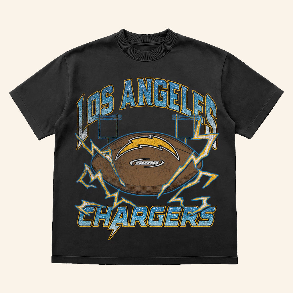 LA Football Merch Seen X Los Angeles Football Black Power Grid T-Shirt Football Lovers Gifts - Lily Birch Market